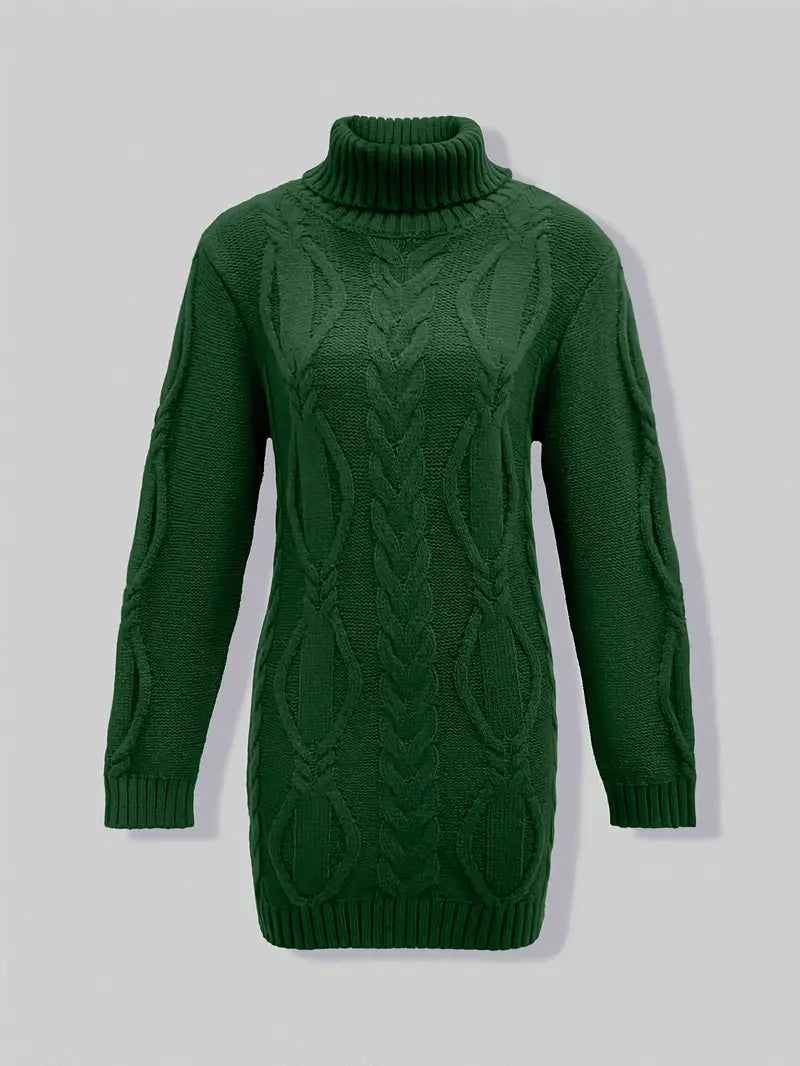 Pull-Robe À Col Roulé En Maille Torsadée Épaisse