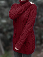 Pull-Robe À Col Roulé En Maille Torsadée Épaisse