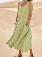 Robe Sans Manches En Coton & Lin