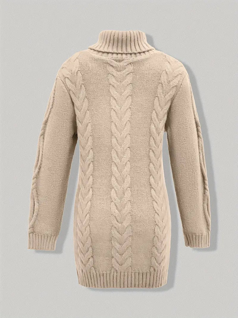 Pull-Robe À Col Roulé En Maille Torsadée Épaisse