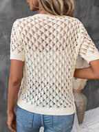 Pull Élégant À Manches Courtes En Dentelle