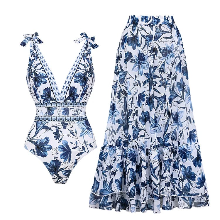 Ensemble Robe-Maillot Alice 2 Pièces (Bleu Roi)
