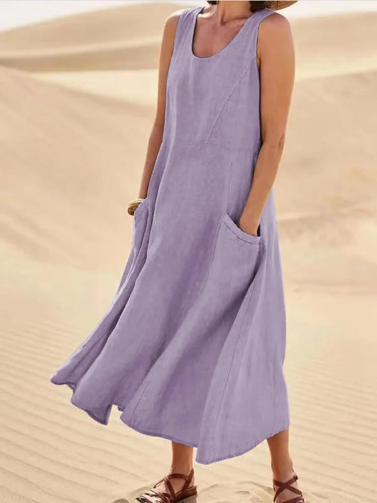 Robe Sans Manches En Coton & Lin