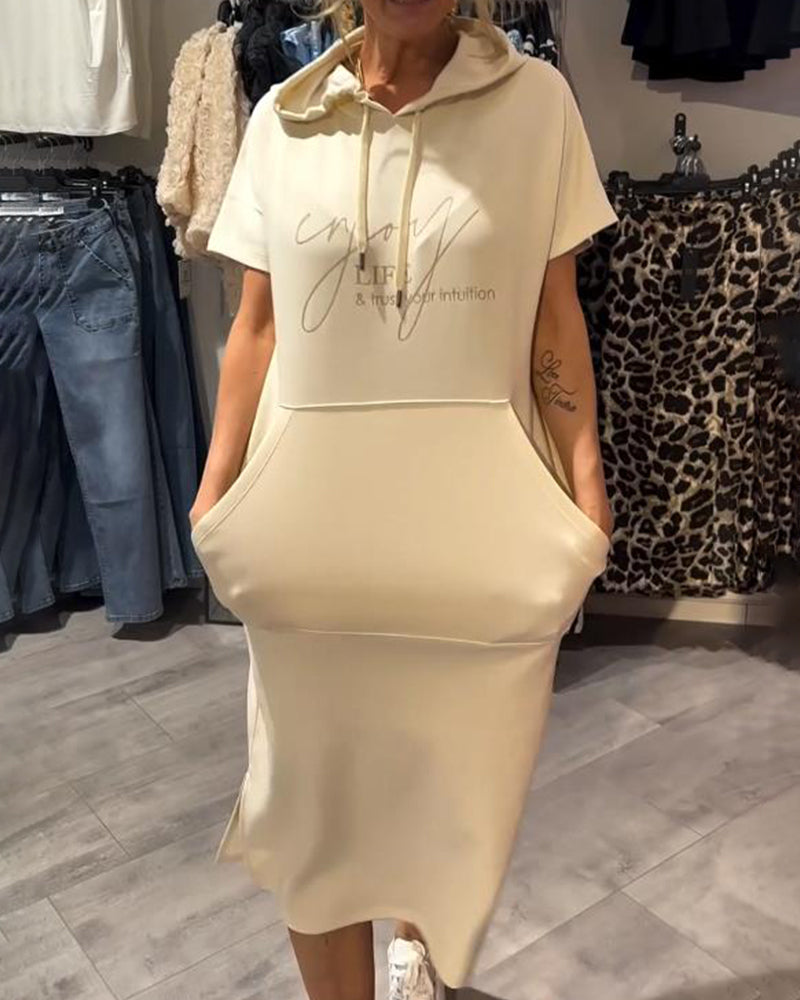 Robe À Capuche Décontractée En Coton