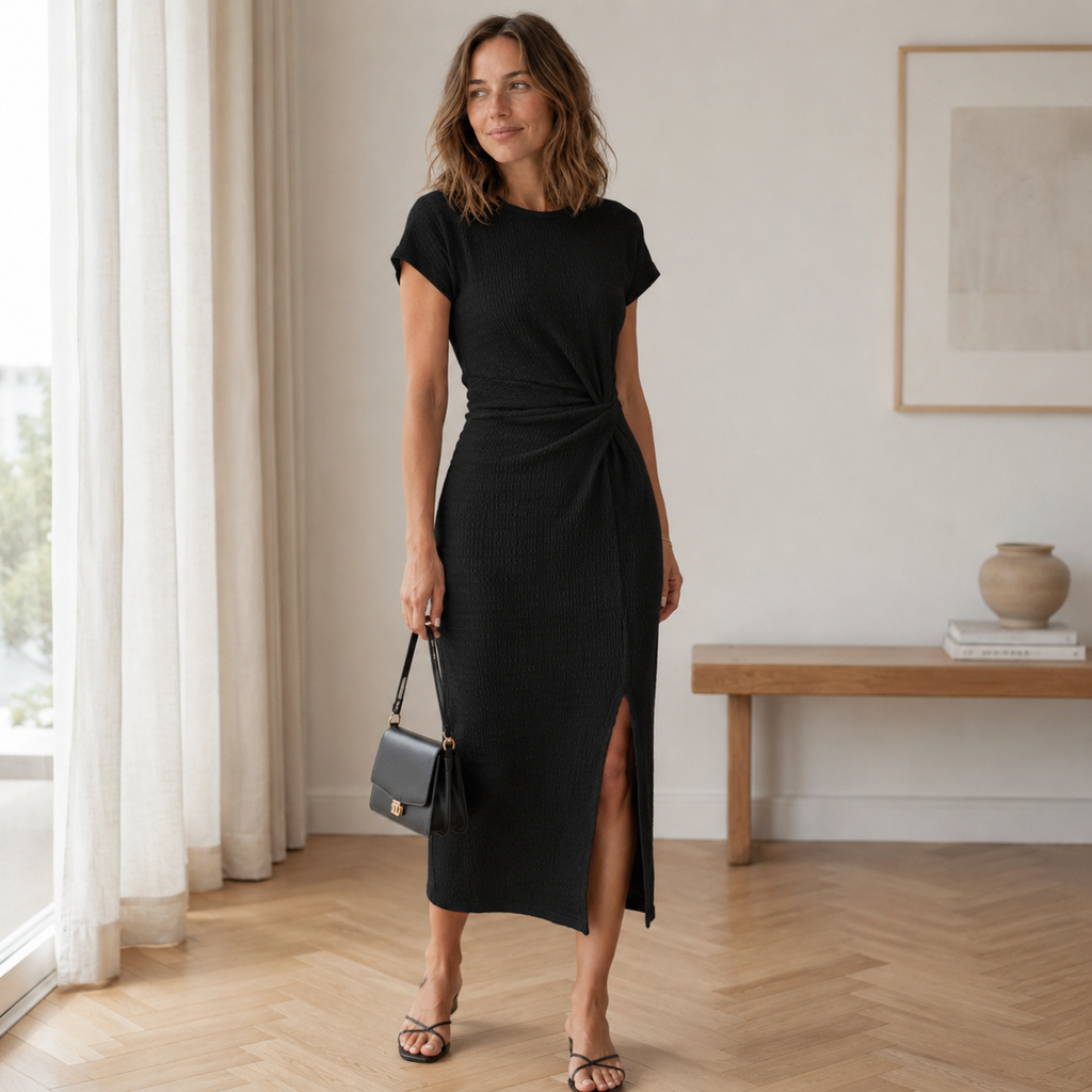 Robe Randa Avec Nœud & Fente Sur Le Côté