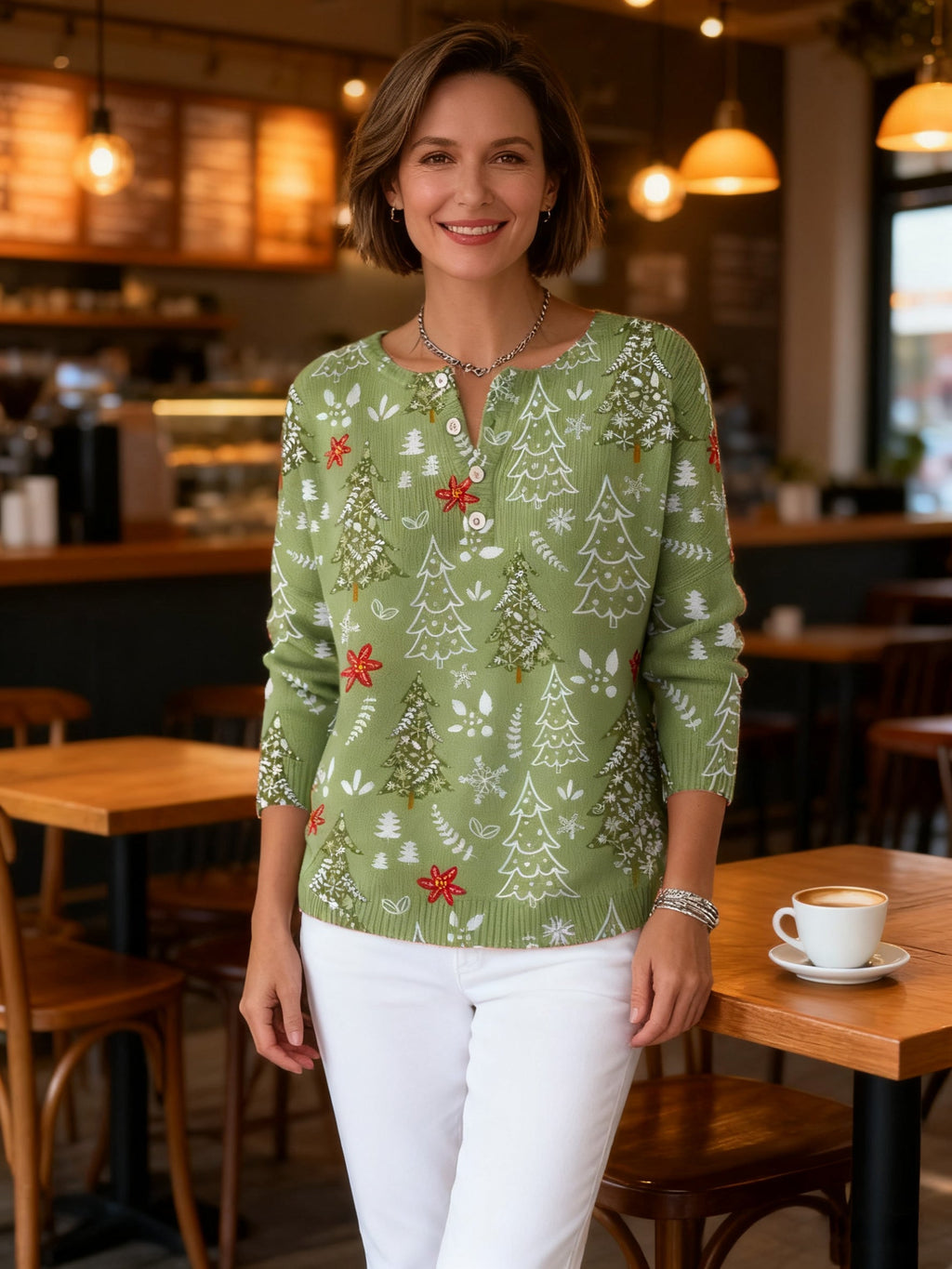 Pull De Noël Chaud Avec Boutons