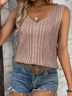 Top Sans Manches En Maille Avec Décolleté En V