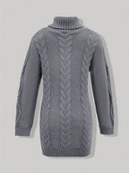 Pull-Robe À Col Roulé En Maille Torsadée Épaisse