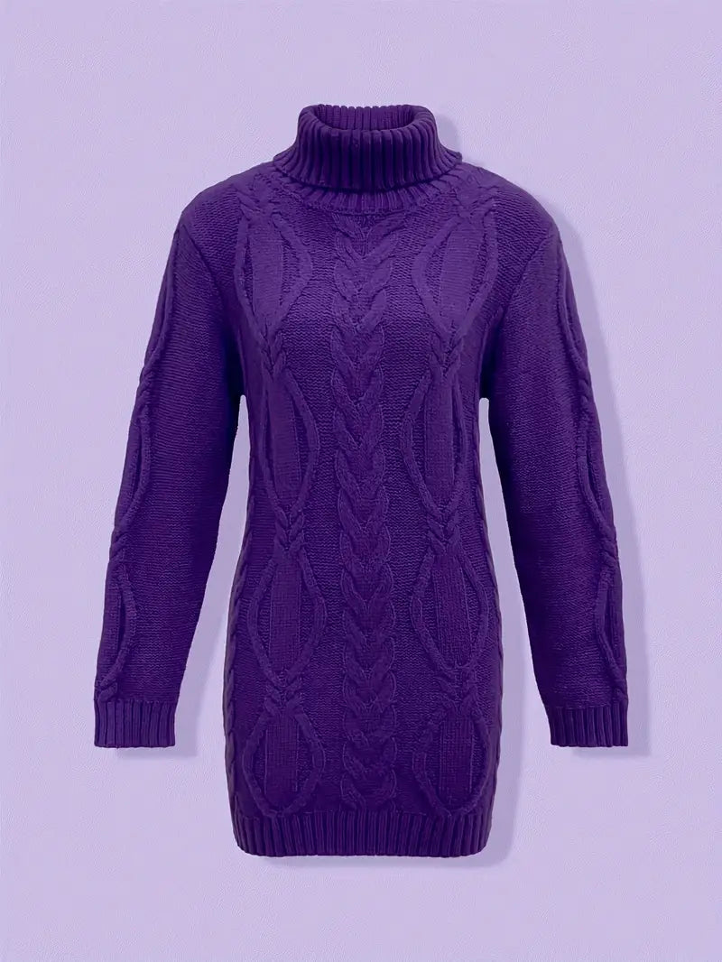 Pull-Robe À Col Roulé En Maille Torsadée Épaisse