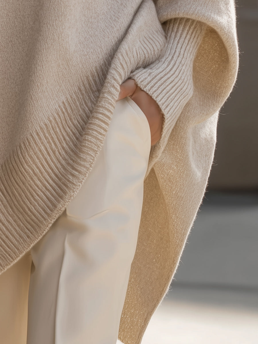 Pull Poncho Oversize En Maille
