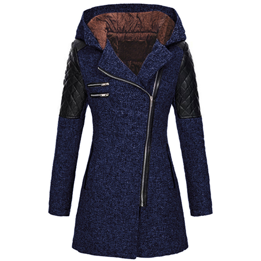 Manteau À Capuche Hivernal En Laine Pour Femmes