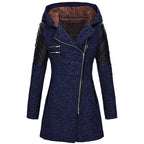 Manteau À Capuche Hivernal En Laine Pour Femmes
