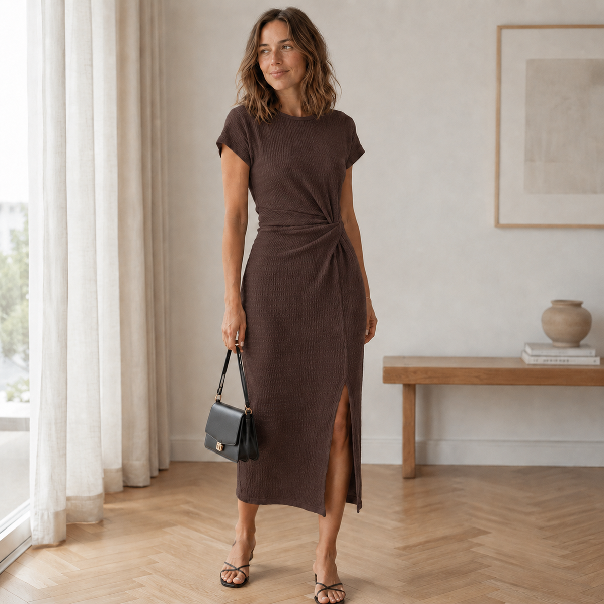Robe Randa Avec Nœud & Fente Sur Le Côté