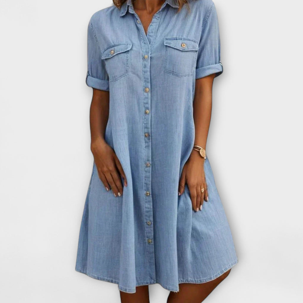 Robe Décontractée En Denim Doux