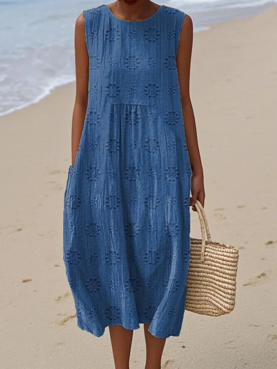 Robe D'été Sans Manches En Coton Avec Poches
