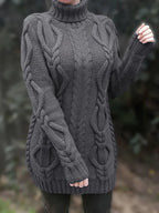 Pull-Robe À Col Roulé En Maille Torsadée Épaisse