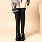 Bottes Cuissards En Cuir & Laine Polaire