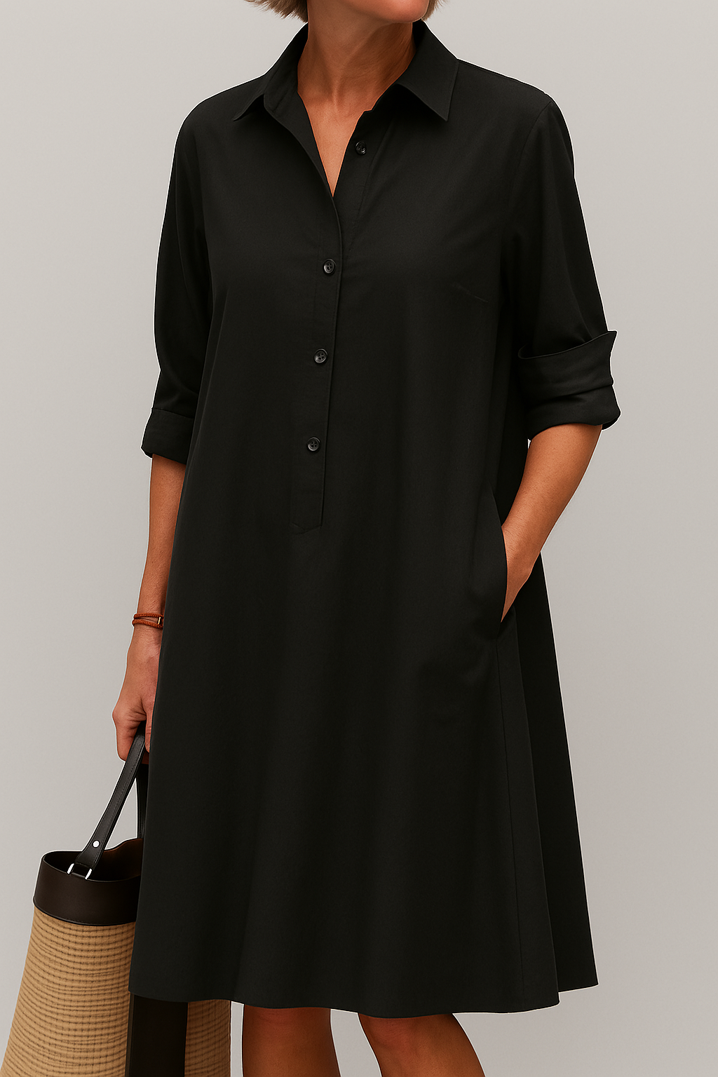 Robe Chemise Boutonnée Avec Poches