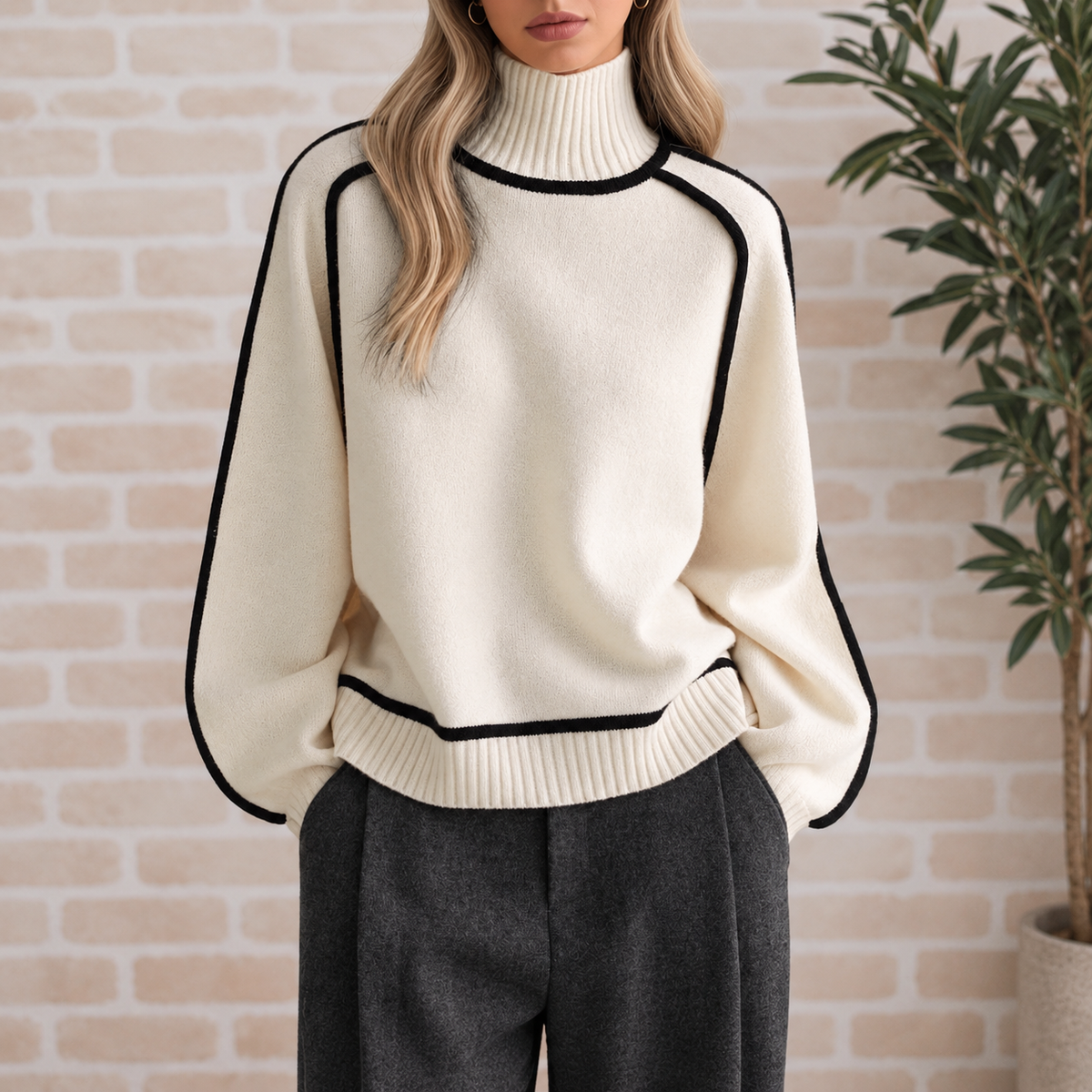 Pull Delphine Col Roulé En Cachemire