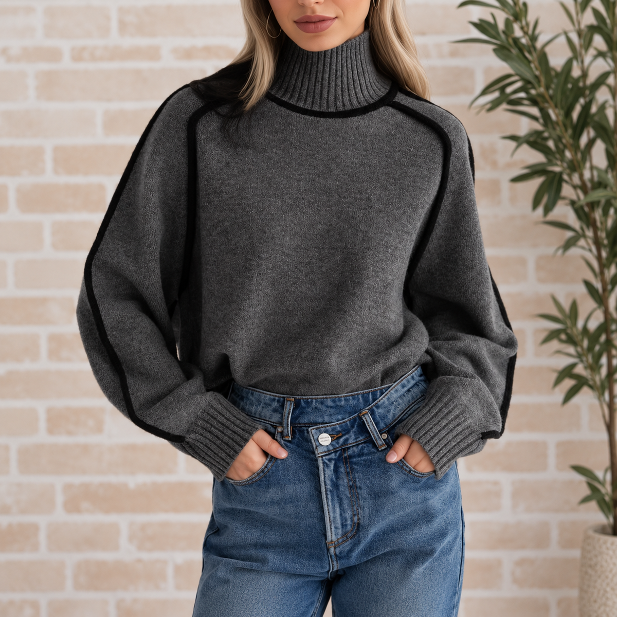 Pull Delphine Col Roulé En Cachemire