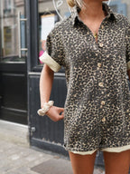 Robe Chemise En Coton À Imprimé Léopard