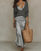 Robe Cindy En Satin Avec Pull Inclus