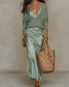 Robe Cindy En Satin Avec Pull Inclus