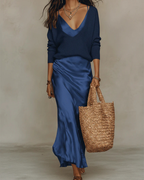 Robe Cindy En Satin Avec Pull Inclus
