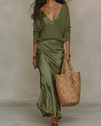 Robe Cindy En Satin Avec Pull Inclus