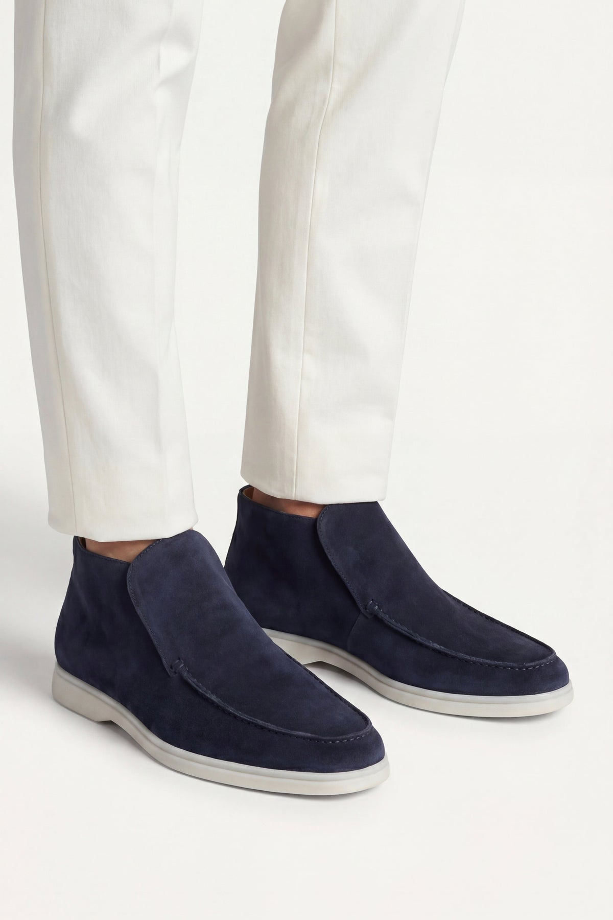 Monaco | Mocassino Aperto Camoscio — Blu Navy