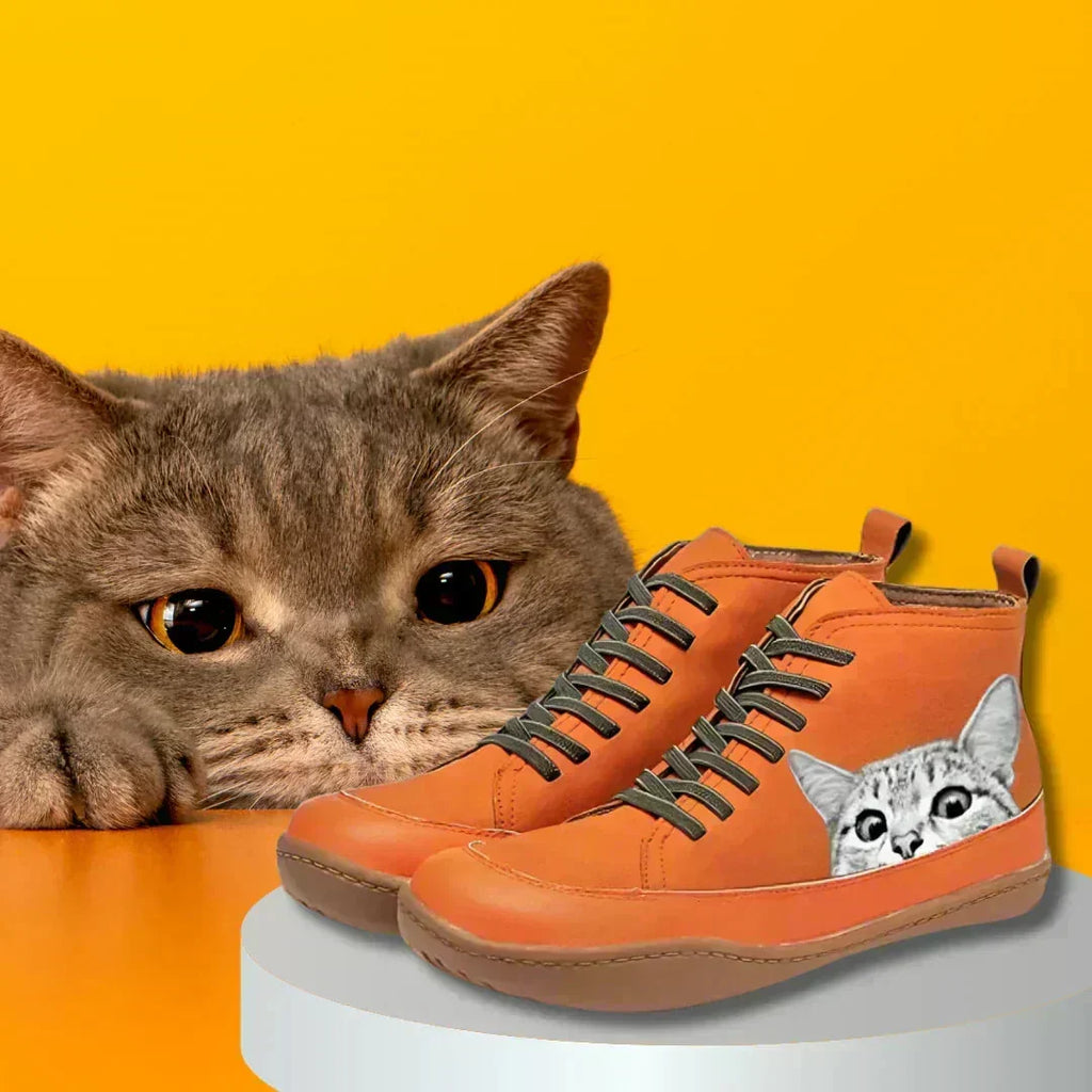 Mira™ – Stivaletti in pelle stampa felina