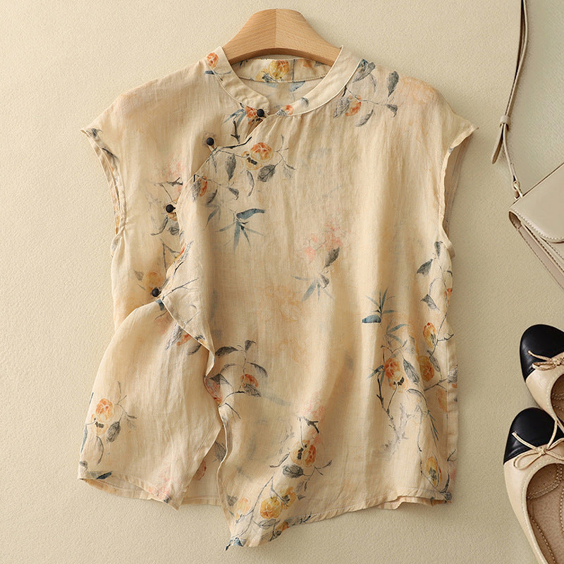 Top Alania Sans Manches En Lin