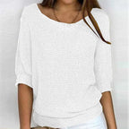 Pull Demi Manche Décontracté En Coton