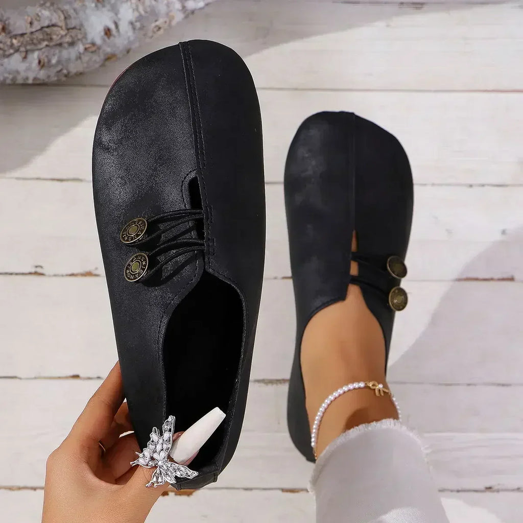 Mocassins Boutonnés En Daim Pour Femme