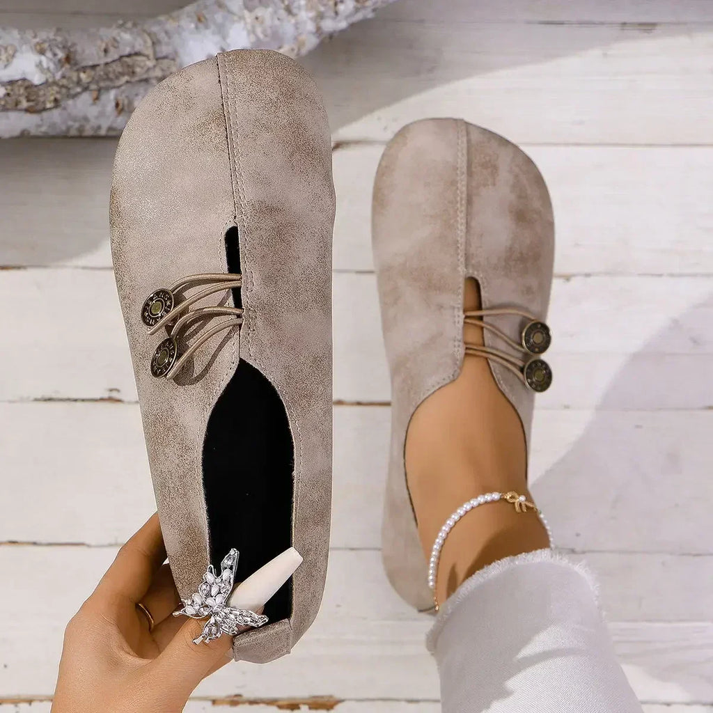 Mocassins Boutonnés En Daim Pour Femme