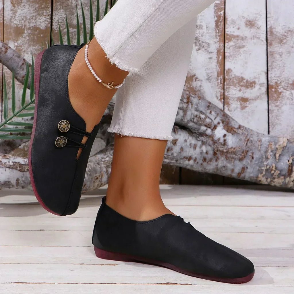 Mocassins Boutonnés En Daim Pour Femme