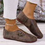 Mocassins Boutonnés En Daim Pour Femme