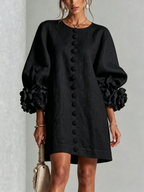Robe Boutonnée Avec Des Poignets À Motif Floral