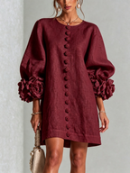 Robe Boutonnée Avec Des Poignets À Motif Floral