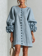 Robe Boutonnée Avec Des Poignets À Motif Floral