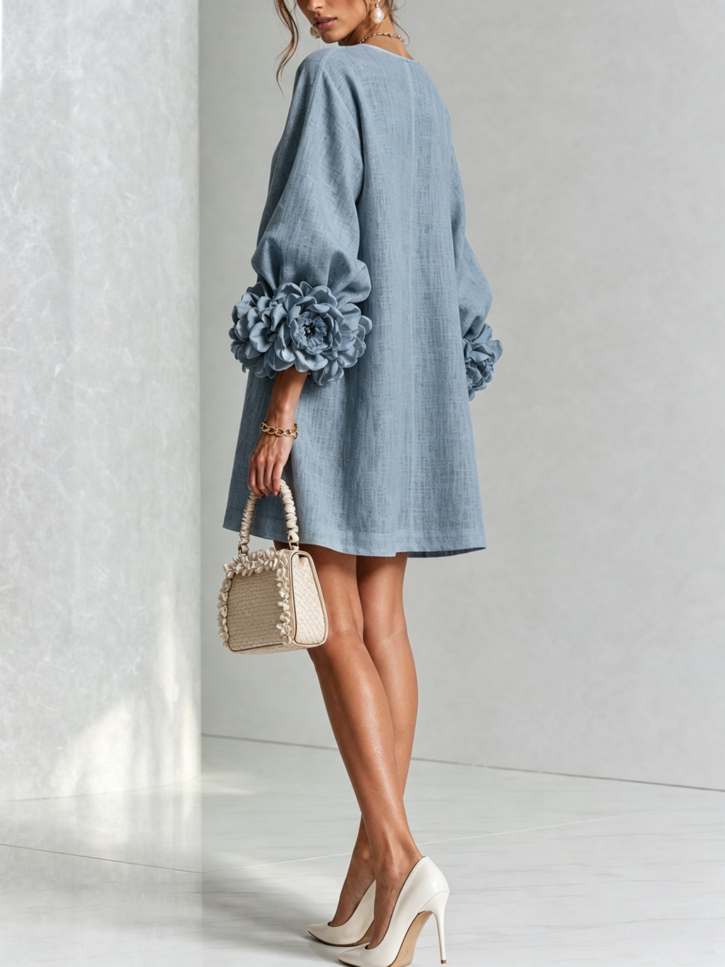 Robe Boutonnée Avec Des Poignets À Motif Floral