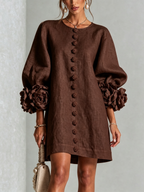 Robe Boutonnée Avec Des Poignets À Motif Floral