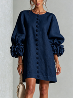 Robe Boutonnée Avec Des Poignets À Motif Floral