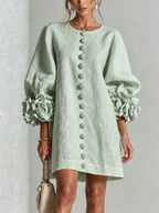 Robe Boutonnée Avec Des Poignets À Motif Floral