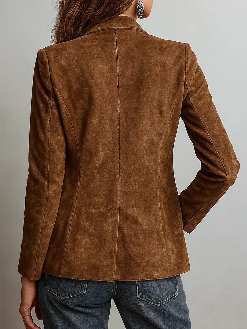 Imogen™ – Blazer marrone con cuciture vintage a contrasto