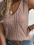 Top Sans Manches En Maille Avec Décolleté En V