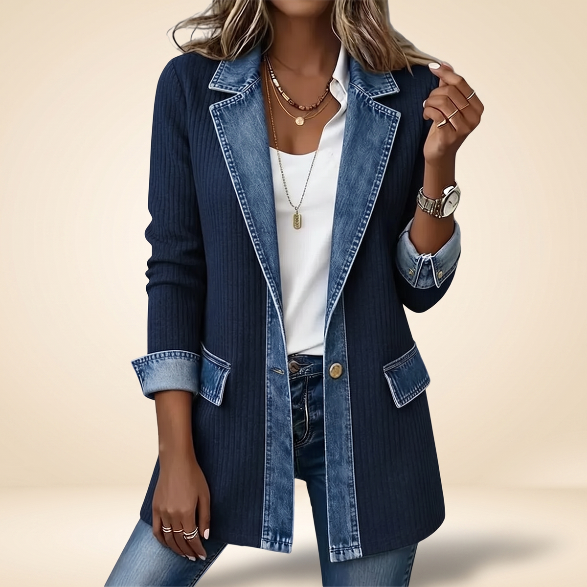 Paloma – Manteau hybride maille et jean