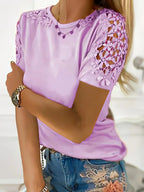 T-shirt D'été À Manches Courtes Avec Dentelle