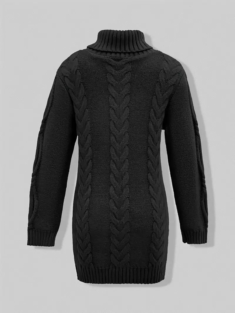 Pull-Robe À Col Roulé En Maille Torsadée Épaisse