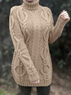 Pull-Robe À Col Roulé En Maille Torsadée Épaisse